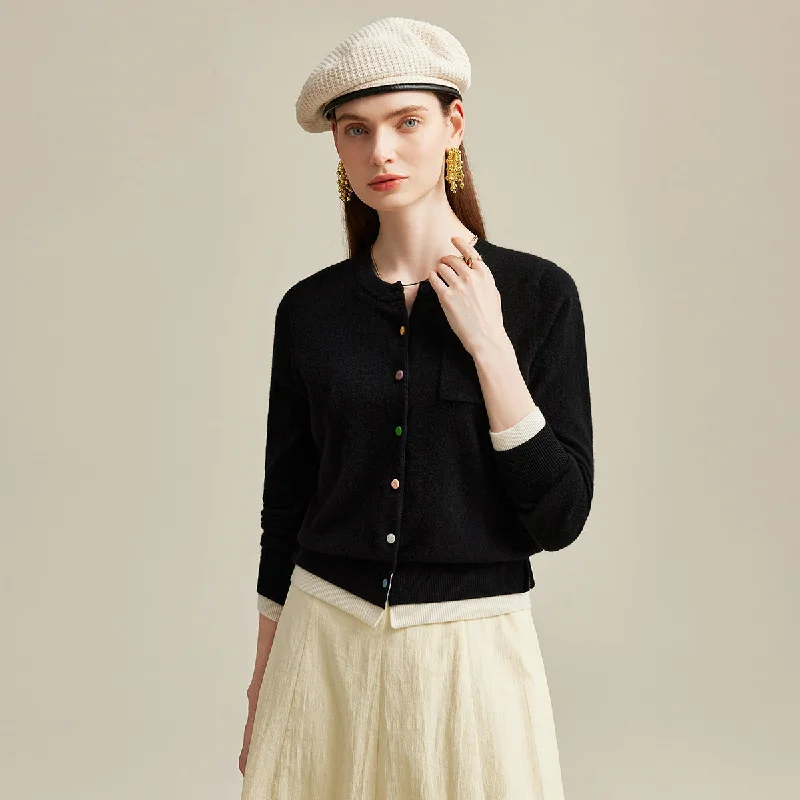 Soft cotton cardigan for all-day wear -100% Cashmere Contrast-Trim Cardigan with Pockets