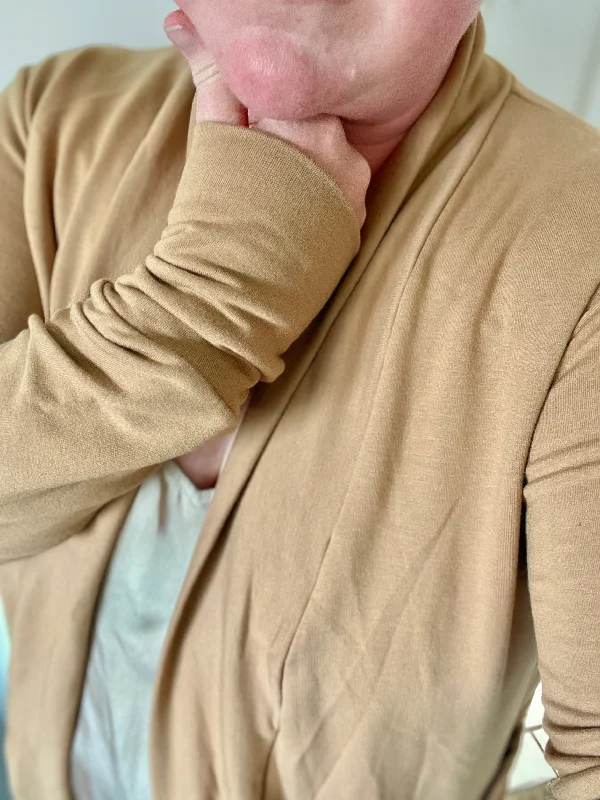 Cozy cardigan for relaxing at home -Camel Bamboo Slouchy Cardigan