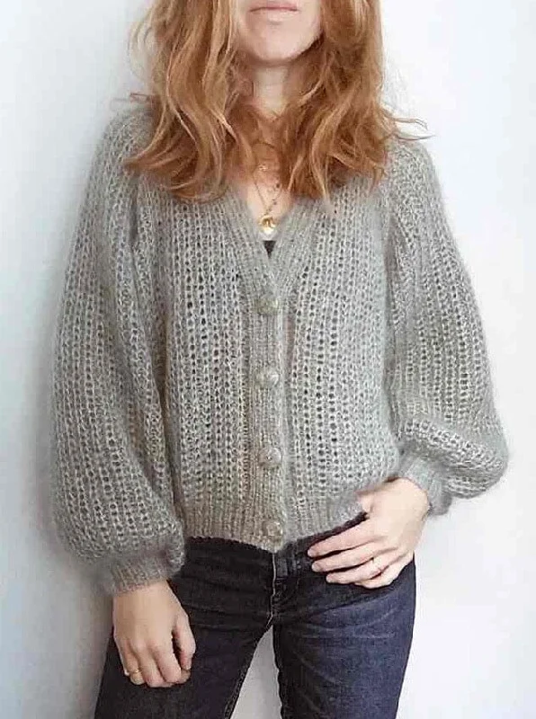 Soft cotton cardigan for relaxed weekend wear -Cardigan No 4 by My Favourite Things Knitwear, Silk Mohair yarn kit (excl pattern)