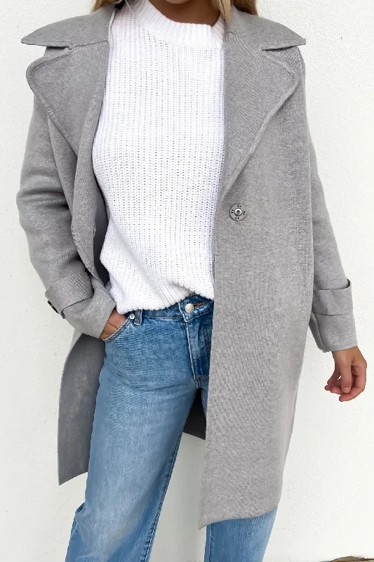 Ribbed knit cardigan for a modern look -Chantel Coatigan Grey