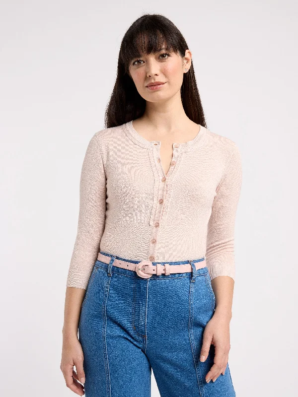 Cozy cardigan for a comfy, casual vibe -Chessie Shimmer 3/4 Sleeve Cardi