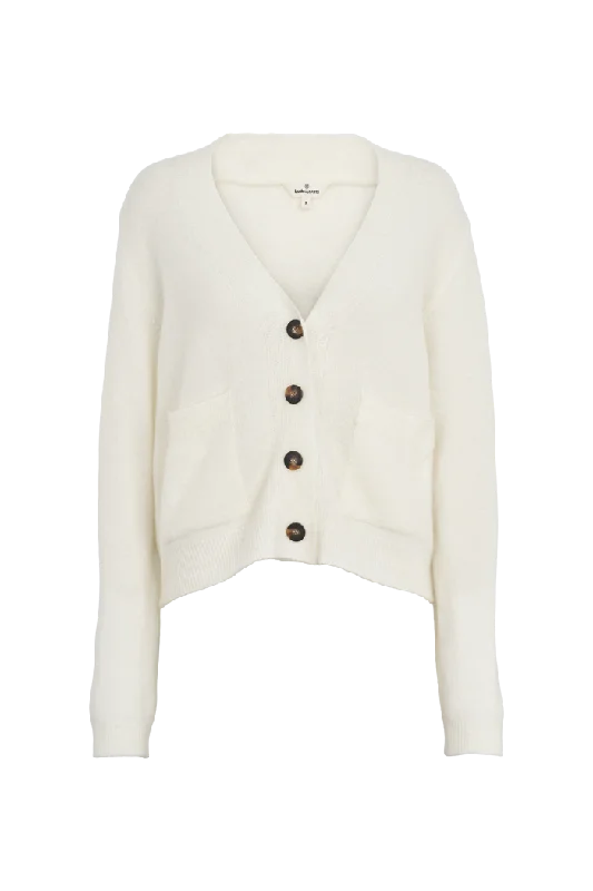 Cozy cardigan with a deep V-neck for a chic look -Claudia V-Cardigan W. Pockets - Birch