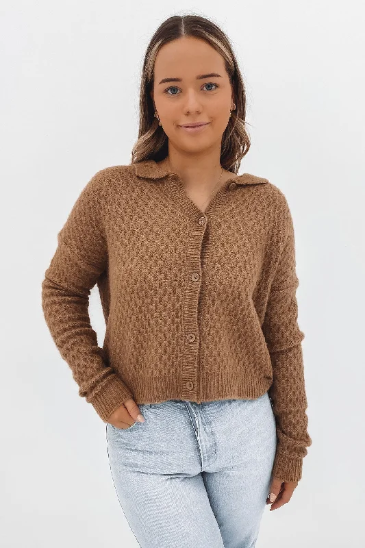 Button-up cardigan for a sophisticated style -Coco Ho Cardigan Mocha