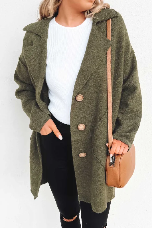 Stylish cardigan with contrasting colors -Damara Coatigan Khaki