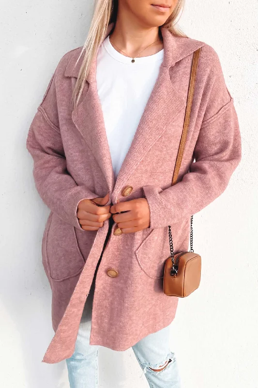 Cozy cardigan for layering in cool weather -Damara Coatigan Pink