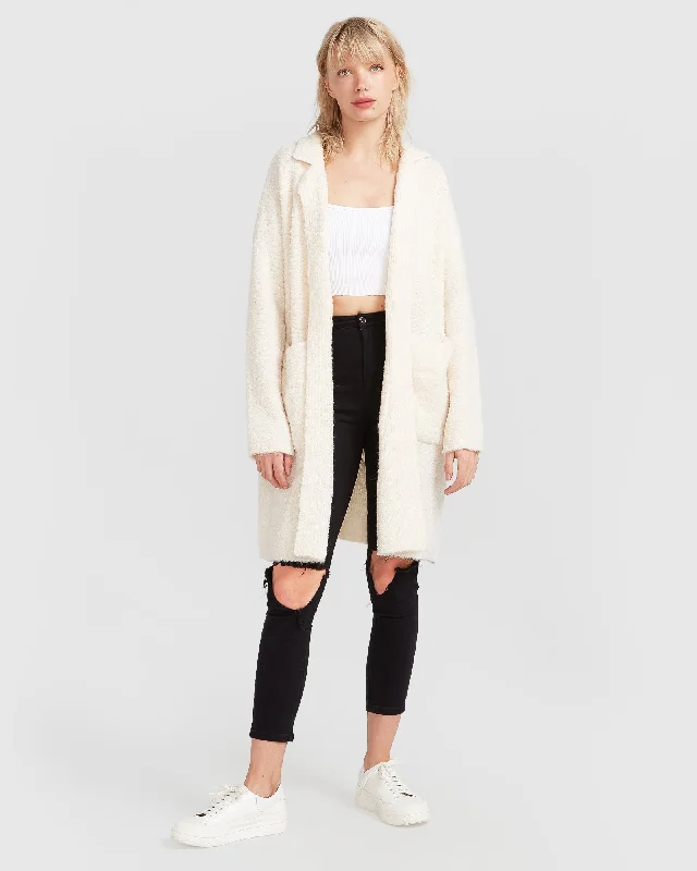 Comfortable cardigan for layering over sweaters -Days Go By Sustainable Blazer Cardigan - Cream