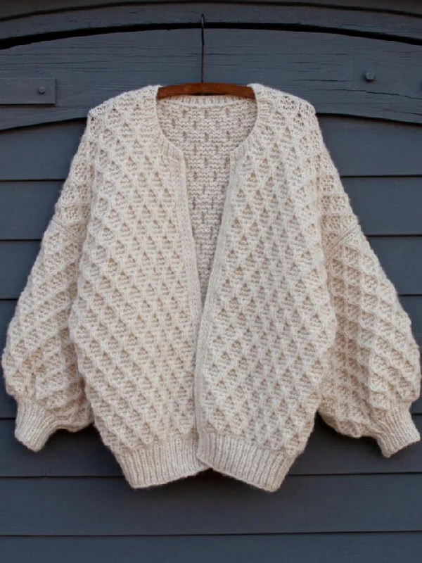 Comfortable cardigan for wearing in all seasons -Diamond Jacket by Anne Ventzel, No 2 + Silk mohair yarn kit (ex pattern)