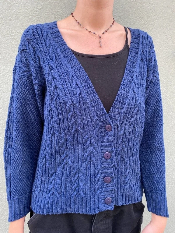 Stylish button-up cardigan for women -Flette jacket by Hanne Falkenberg, No 21 knitting kit