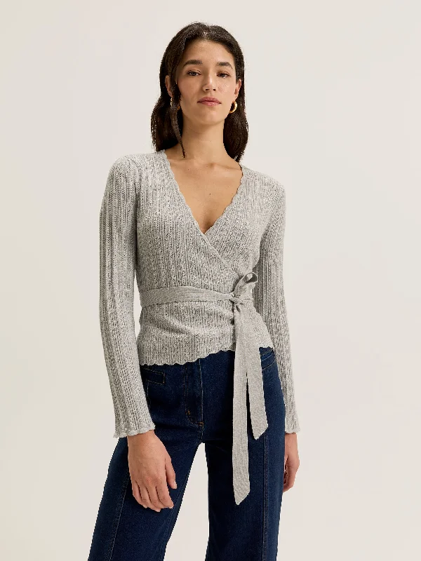 Casual cardigan with soft knit fabric -Giselle Wrap Cardi