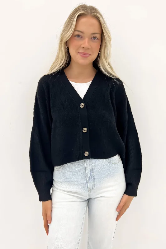 Relaxed-fit cardigan for easy style -Harmony Cardi Black