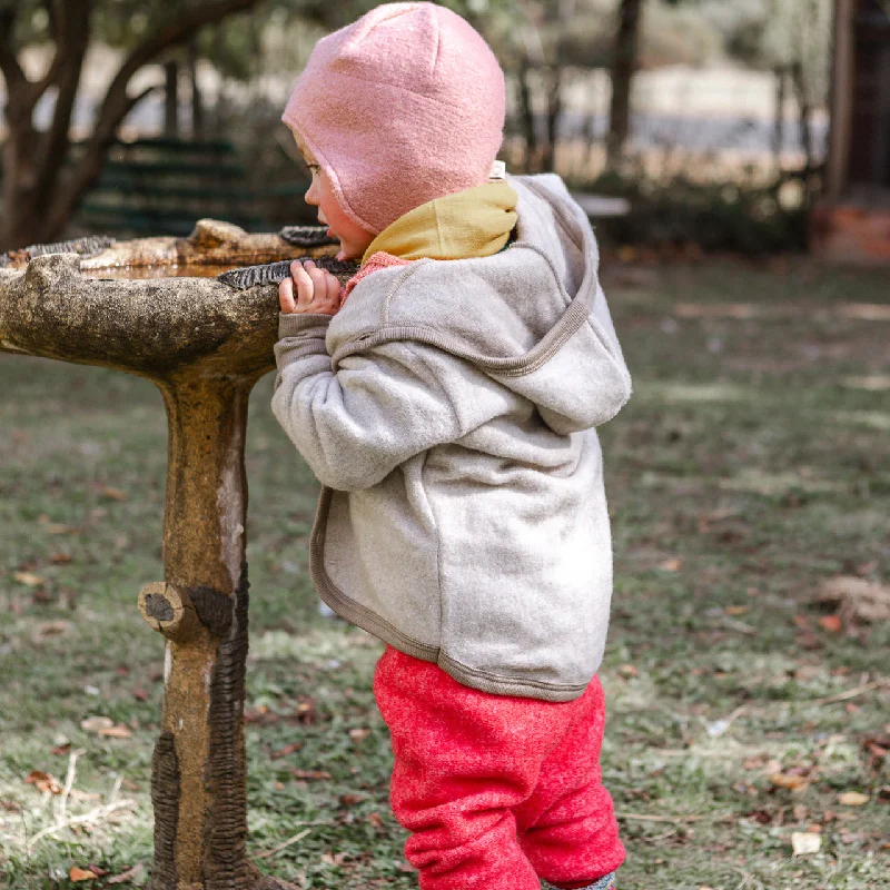 Elegant cardigan with a delicate knit -Hooded Jacket - Organic Wool/Cotton Fleece (6m-3y)