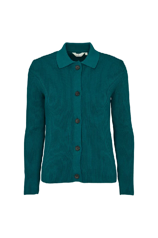 Stylish cardigan with an open front for a breezy look -Jemima Cardigan - Deep Teal