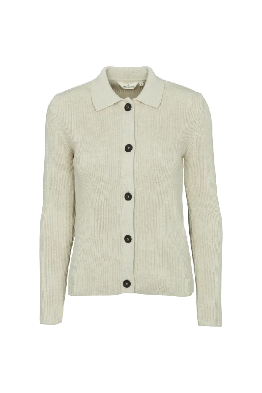 Simple knit cardigan for casual wear -Jemima Cardigan - Natural melange