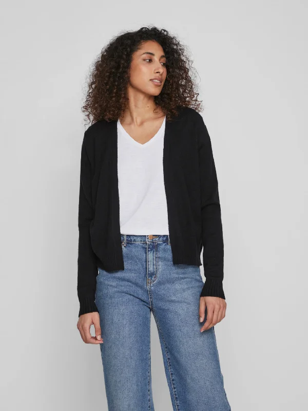 Soft wool-blend cardigan for added comfort -VIRIL Cardigan - Black