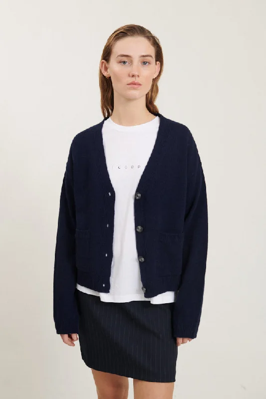 Classic cardigan for timeless elegance -Lise Cardigan - Sky Captain