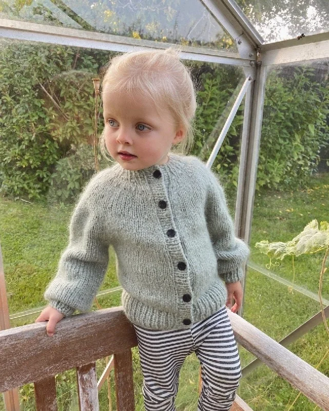 Classic cardigan for adding warmth and style -Novice Cardigan Chunky for kids by PetiteKnit, No 1 + Silk mohair kit