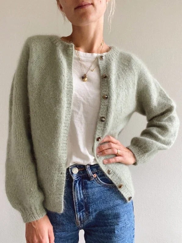 Versatile cardigan for all-year-round wear -Novice Cardigan Mohair Edition from PetiteKnit, silk mohair yarn kit (ex pattern)