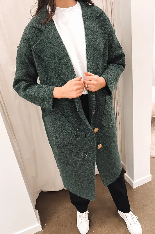 Stylish cardigan for pairing with dresses -Oliver Coatigan Green