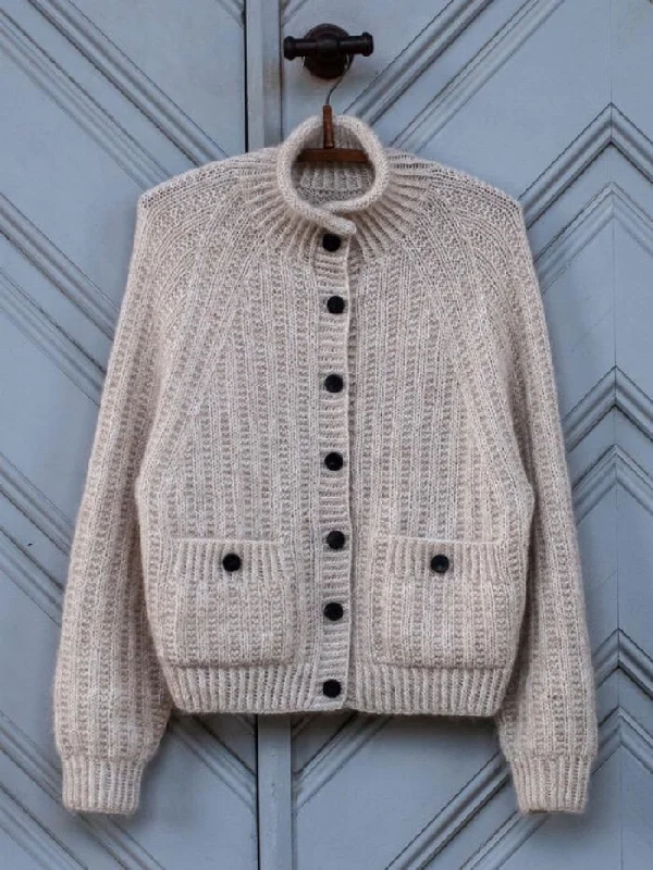 Classic cardigan with a simple yet chic design -Ribbed Raglan cardigan by Anne Ventzel in Önling No 2 + Silk mohair yarn kit (ex pattern)