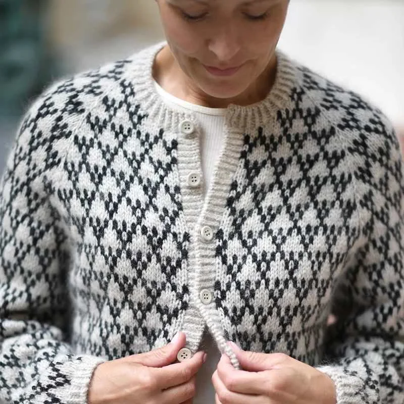 Soft knit cardigan for a stylish yet relaxed look -Spot Cardigan by Anne Ventzel, No 3 + Silk mohair yarn kit (ex pattern)