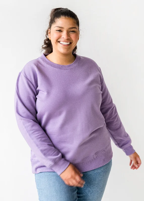 Classic wool cardigan for cozy warmth -The Crewneck Sweatshirt in Lavender