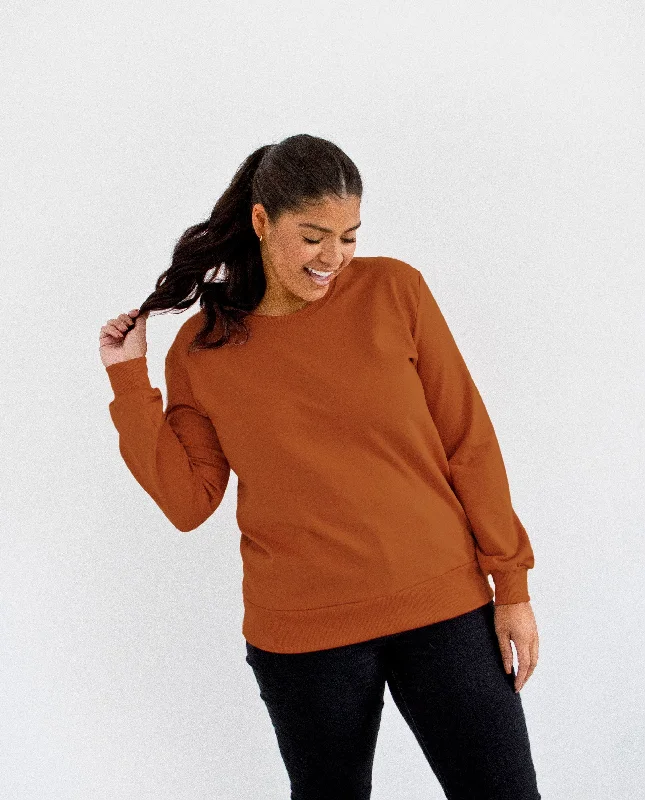 Classic cardigan for layering with shirts -The Crewneck Sweatshirt in Copper