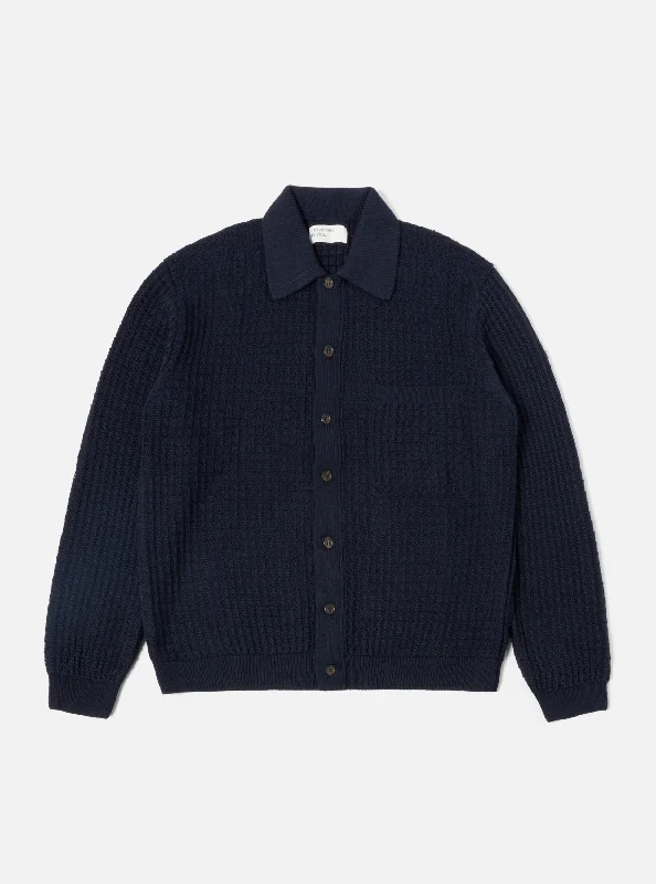 Versatile cardigan for day-to-night outfits -Universal Works Knit Jacket in Navy Merino Knit