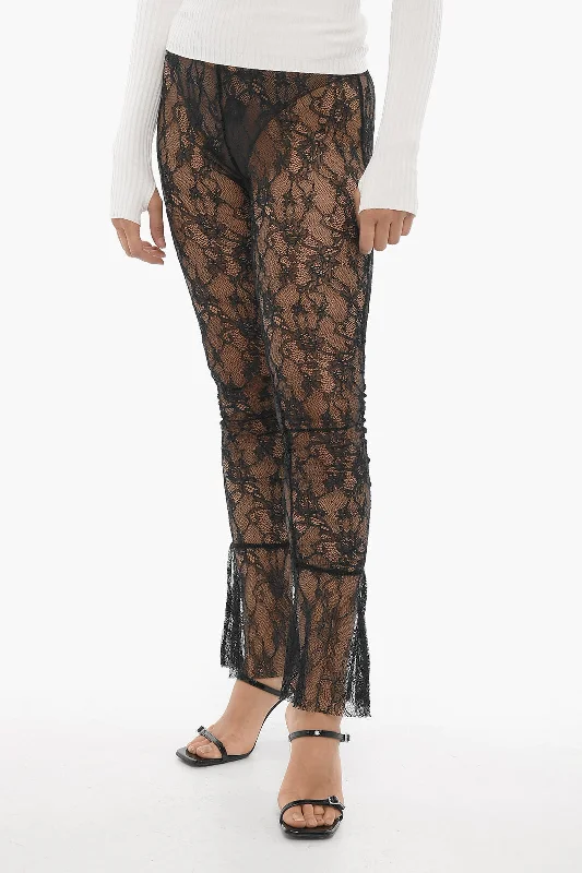 Wool pants for stylish winter looks -Adriana Hot Couture Macrame' Lace Sheer Pants