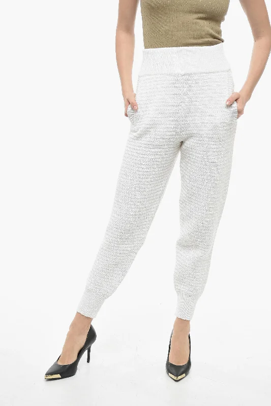 Tailored pants for smart professional outfits -Art Essay Cotton Knit High Waisted Joggers