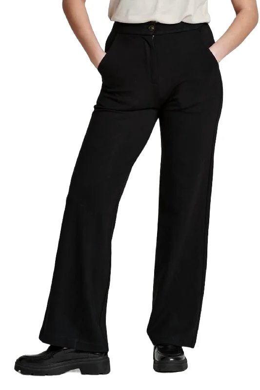 Stretch corduroy pants for winter warmth -Bishop High Rise Pant In Black