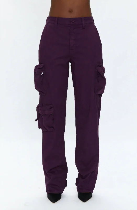 Cozy fleece joggers for ultimate relaxation -Bobbie Utility Cargo Utility Pant In Washed Aubergine