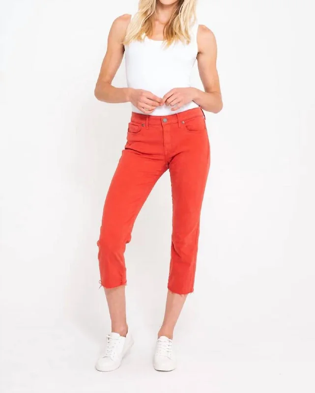 Wool blend pants for winter wear -Byron Crop Straight Jeans In Watermelon