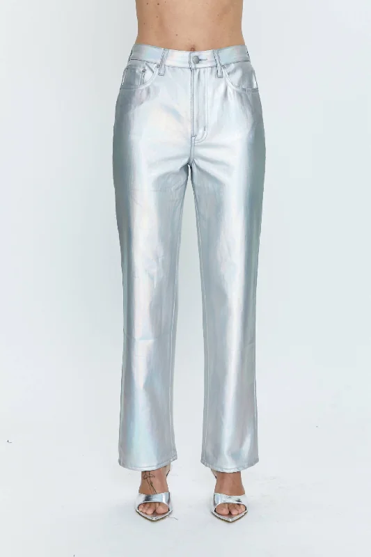 Tailored pants for a polished appearance -Cassie High Rise Straight Pant In Coated Prism