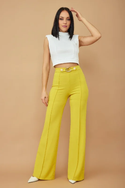 Cozy pants for home relaxation -Cg Buckle And Button Detail Pants