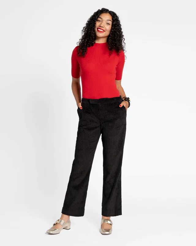 Soft velvet pants for evening fashion -Chloe Corduroy Pant Black