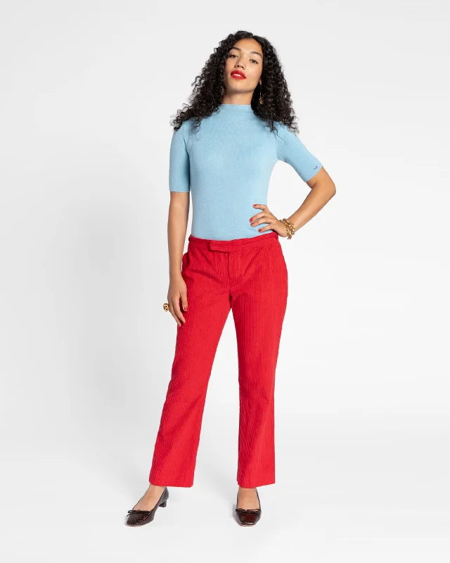 Stretch leggings pants for easy movements -Chloe Corduroy Pant Red