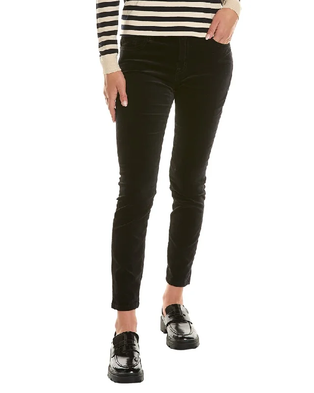 Wool dress pants for winter workwear -Current/Elliott The Stiletto Noir Velvet Skinny Jean