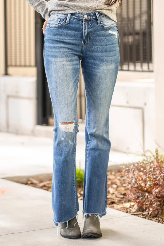 Casual wool pants for fall style -East Gate High Rise Flare Jean In Denim