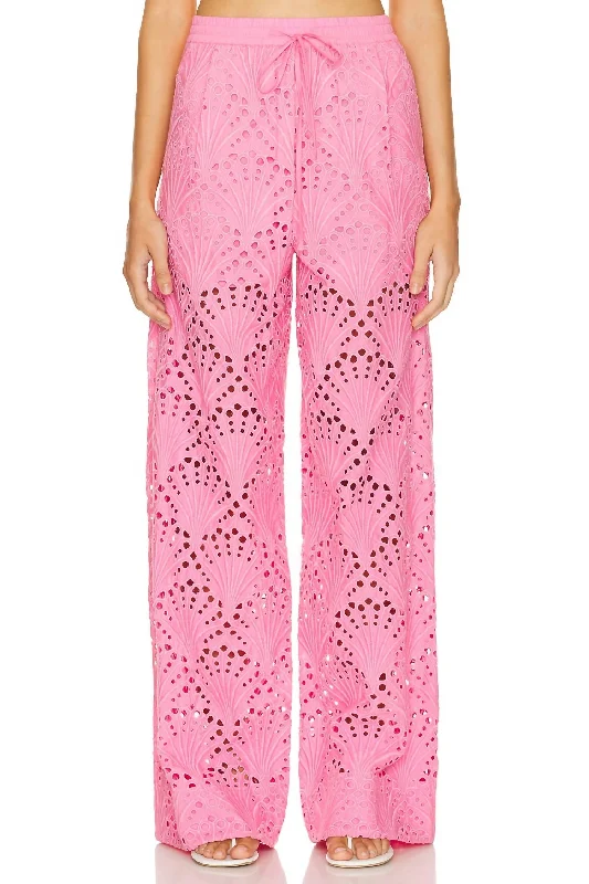 Elegant pants for special events -Fab Broderie Anglaise Pant In Bubblegum