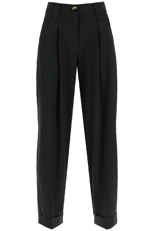 Casual high-waisted pants for stylish looks -Ganni Women's Double Pleat Fluid Trousers