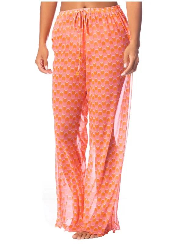 Wide-leg pants for breathable comfort -Geo Waves Blair Pants In Orange