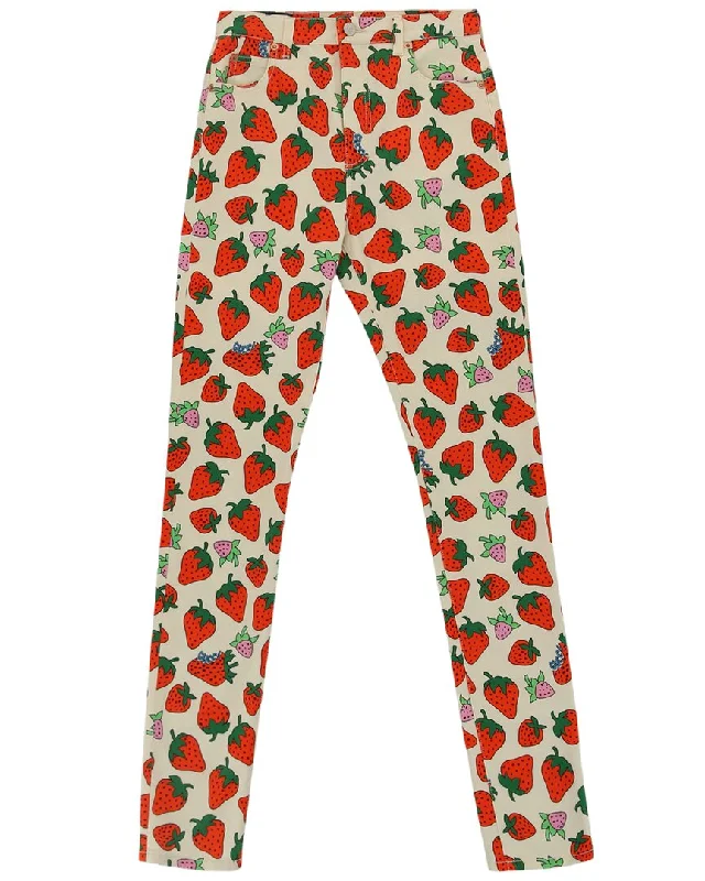 Casual corduroy pants for fall style -Gucci Strawberry Skinny Pant