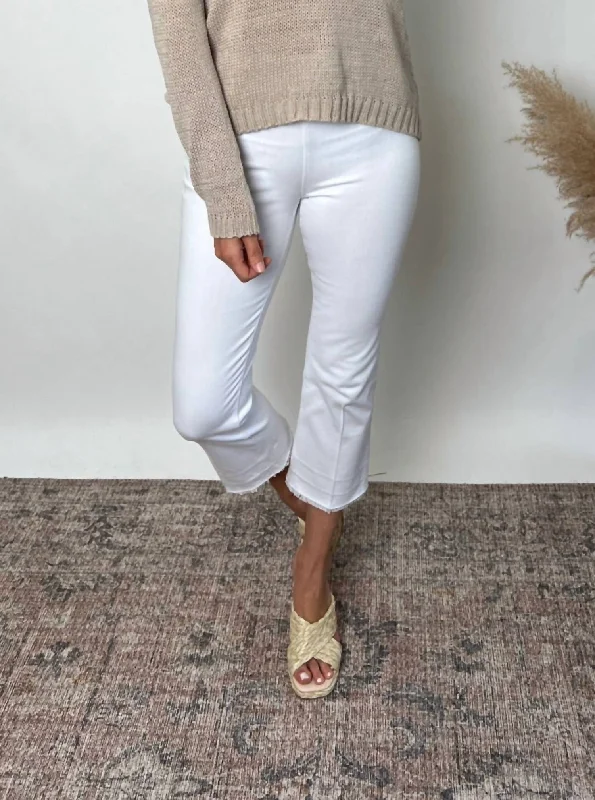 High-waisted leggings pants for added comfort -High Rise Baby Bootcut Pants In White