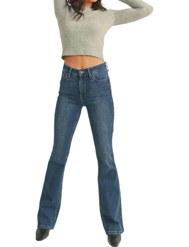 Stylish jogger pants for casual wear -High Rise Skinny Flare Jeans In Dark Wash Denim