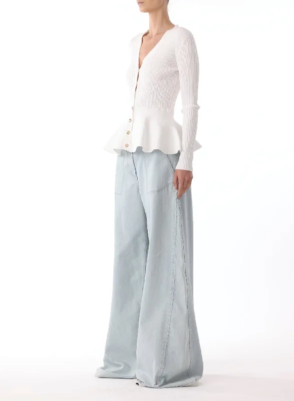 Tailored office pants for professional looks -High Rise Wide Leg Jeans W/ Raw Hem