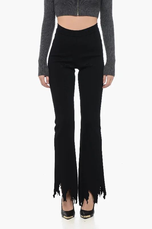 Stylish wide-leg pants for relaxed fashion -J.W.Anderson Stretchy High Waist Pants with Laser-Cut