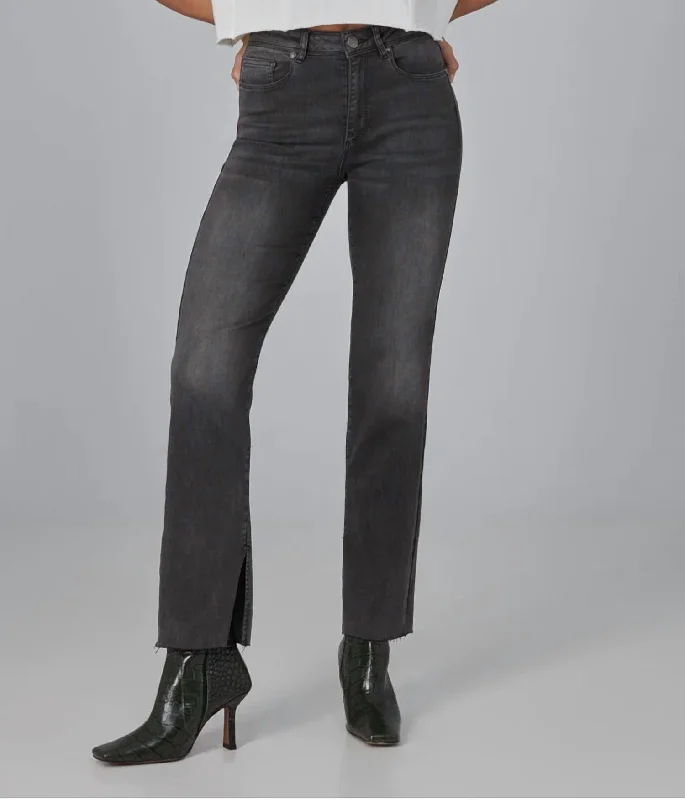 Smart casual pants for daily office wear -Jasper Mid Rise Straight Jean In Smoky Grey