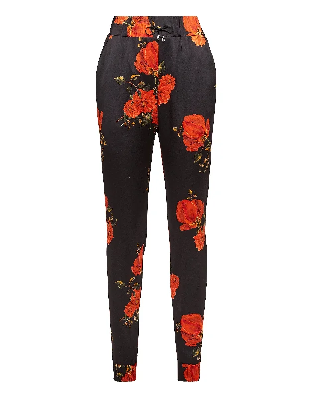 Casual printed pants for bold fashion -Jogging Trousers "Red Flowers Print"