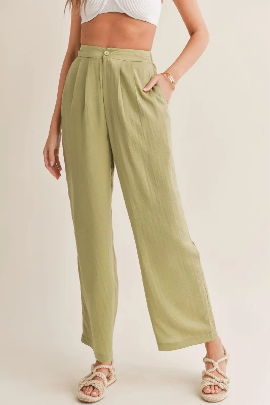 Off-duty pants for casual wear -Juicy Pleated Pants In Sage Mint