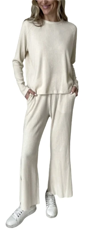 Stretchy performance pants for active days -Lazy Sunday Lounge Pants In Eggshell